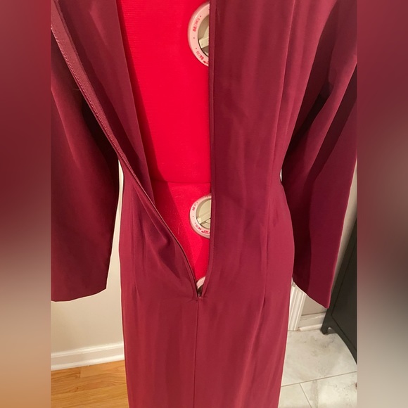 Vintage Orvis Pleated Burgundy Maxi Dress With Tie Belt - Picture 13 of 13